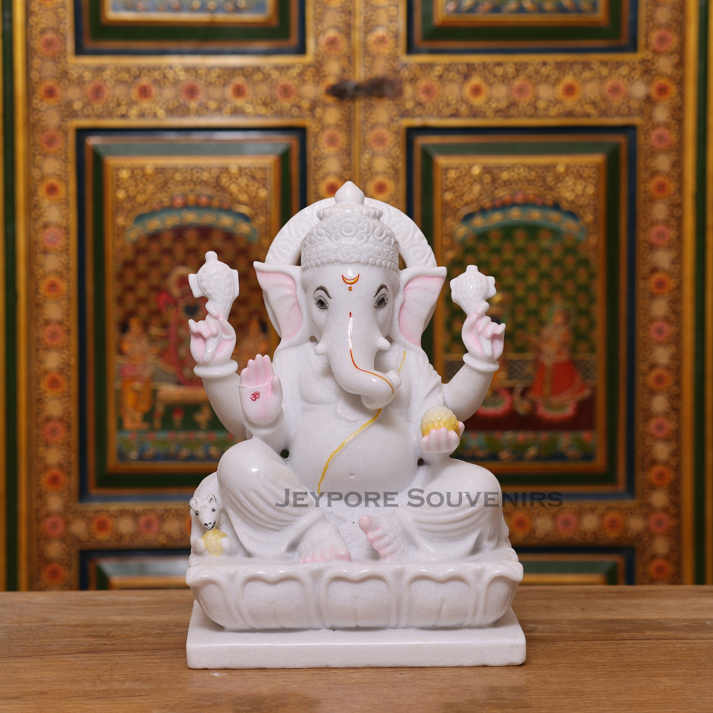 15" Pure White Marble Lord Ganesha Idol for Pooja Décor
