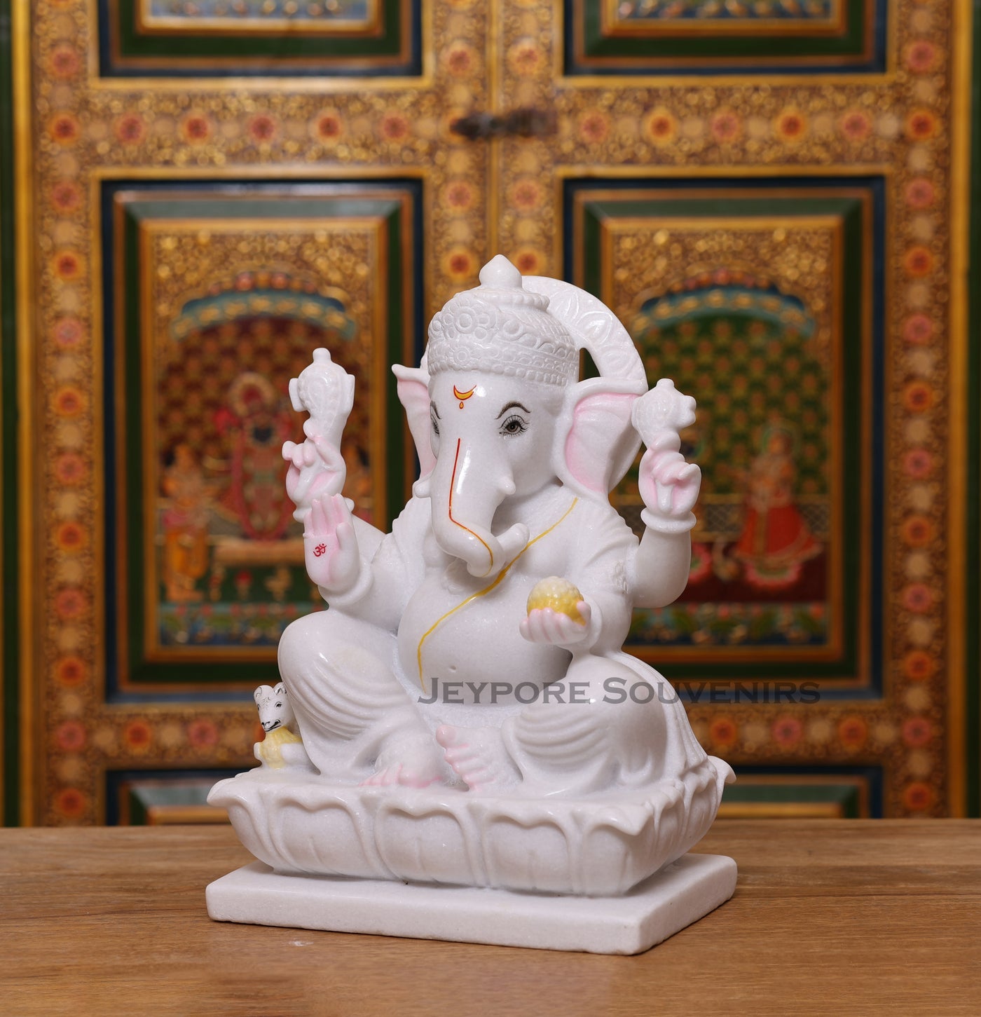 15" Pure White Marble Lord Ganesha Idol for Pooja Décor