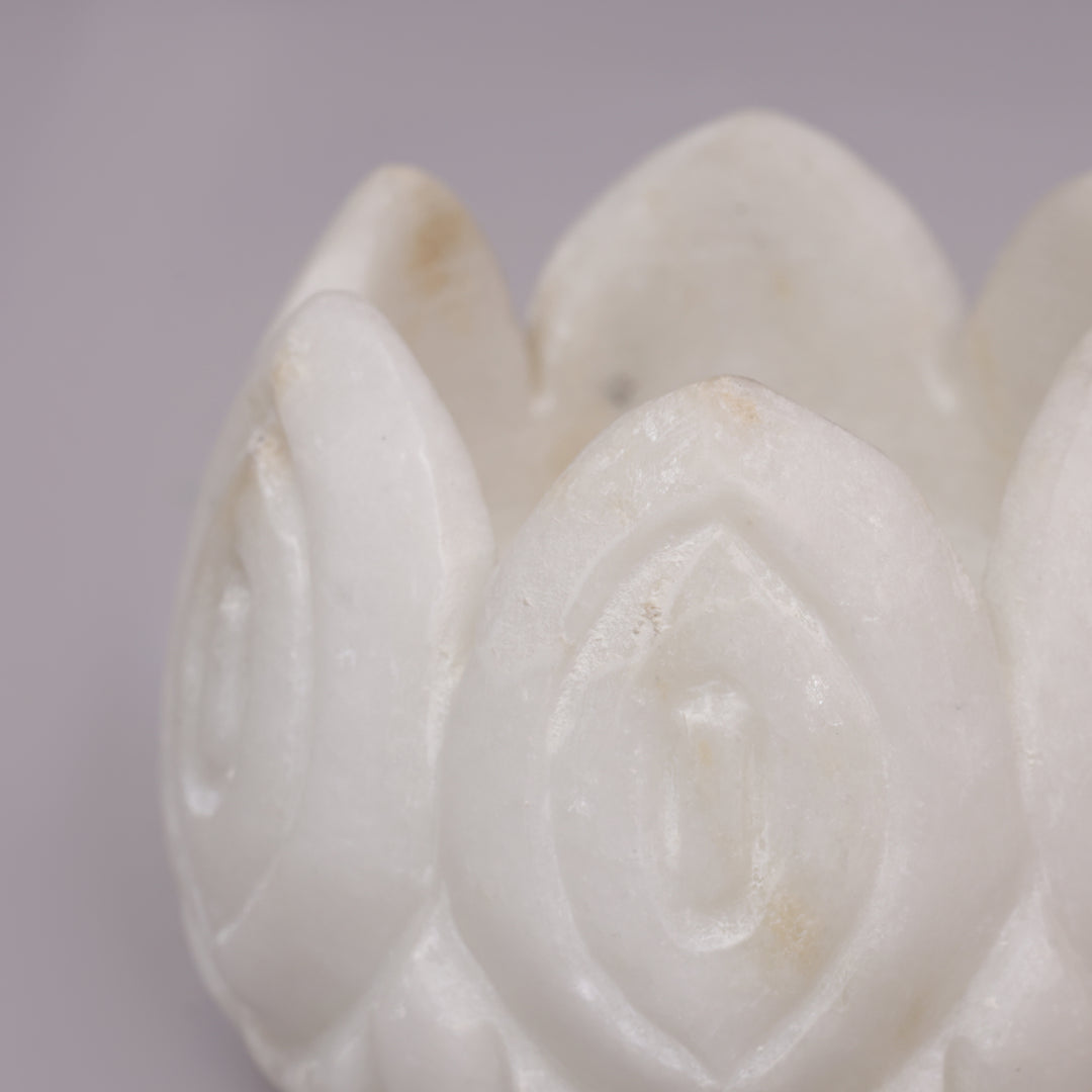 White Marble Lotus Tealight Candle Holder