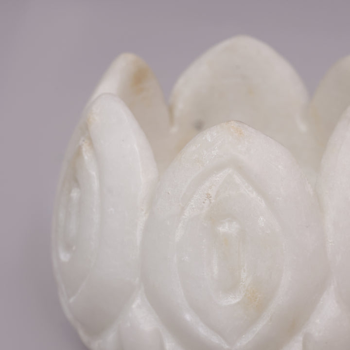 White Marble Lotus Tealight Candle Holder