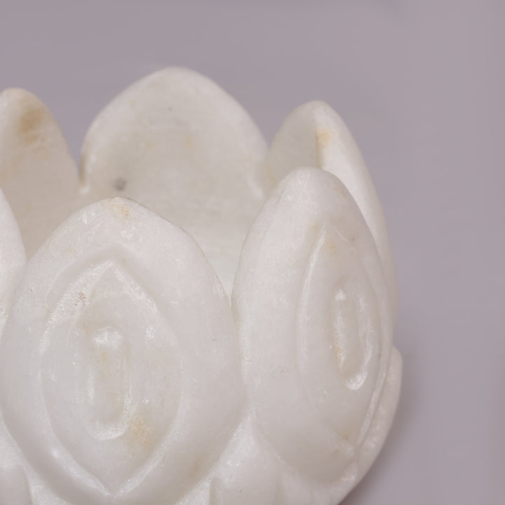 White Marble Lotus Tealight Candle Holder