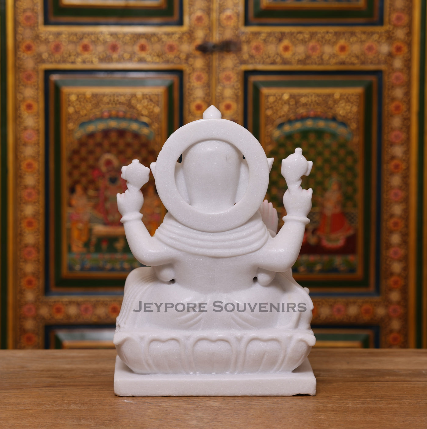 15" Pure White Marble Lord Ganesha Idol for Pooja Décor