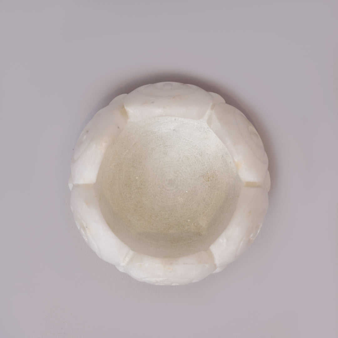 White Marble Lotus Tealight Candle Holder