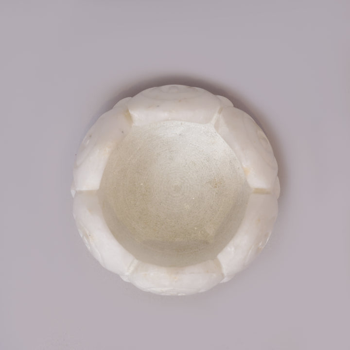 White Marble Lotus Tealight Candle Holder