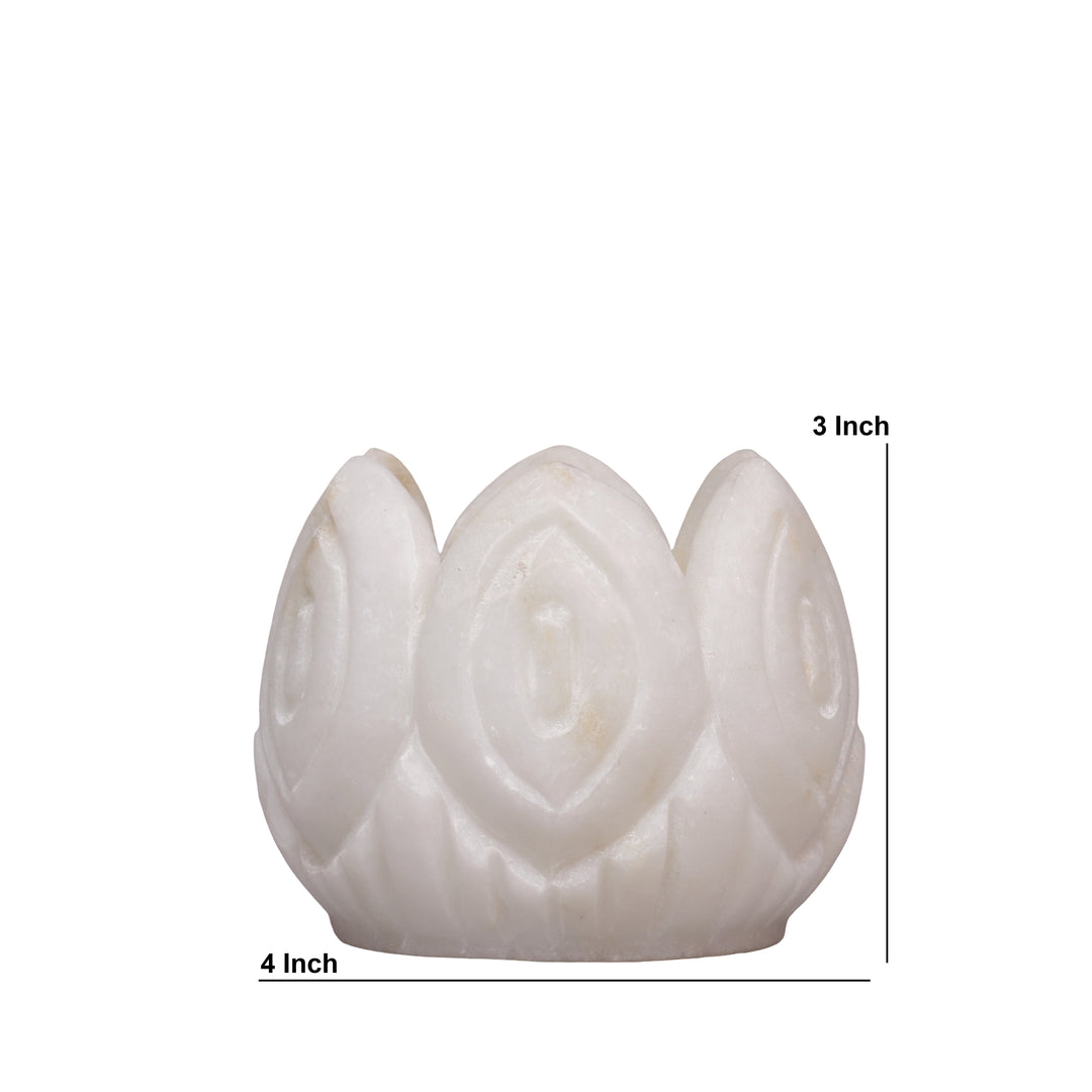 White Marble Lotus Tealight Candle Holder