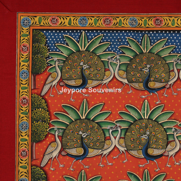 Peacock In A Garden - Pichwai Painting