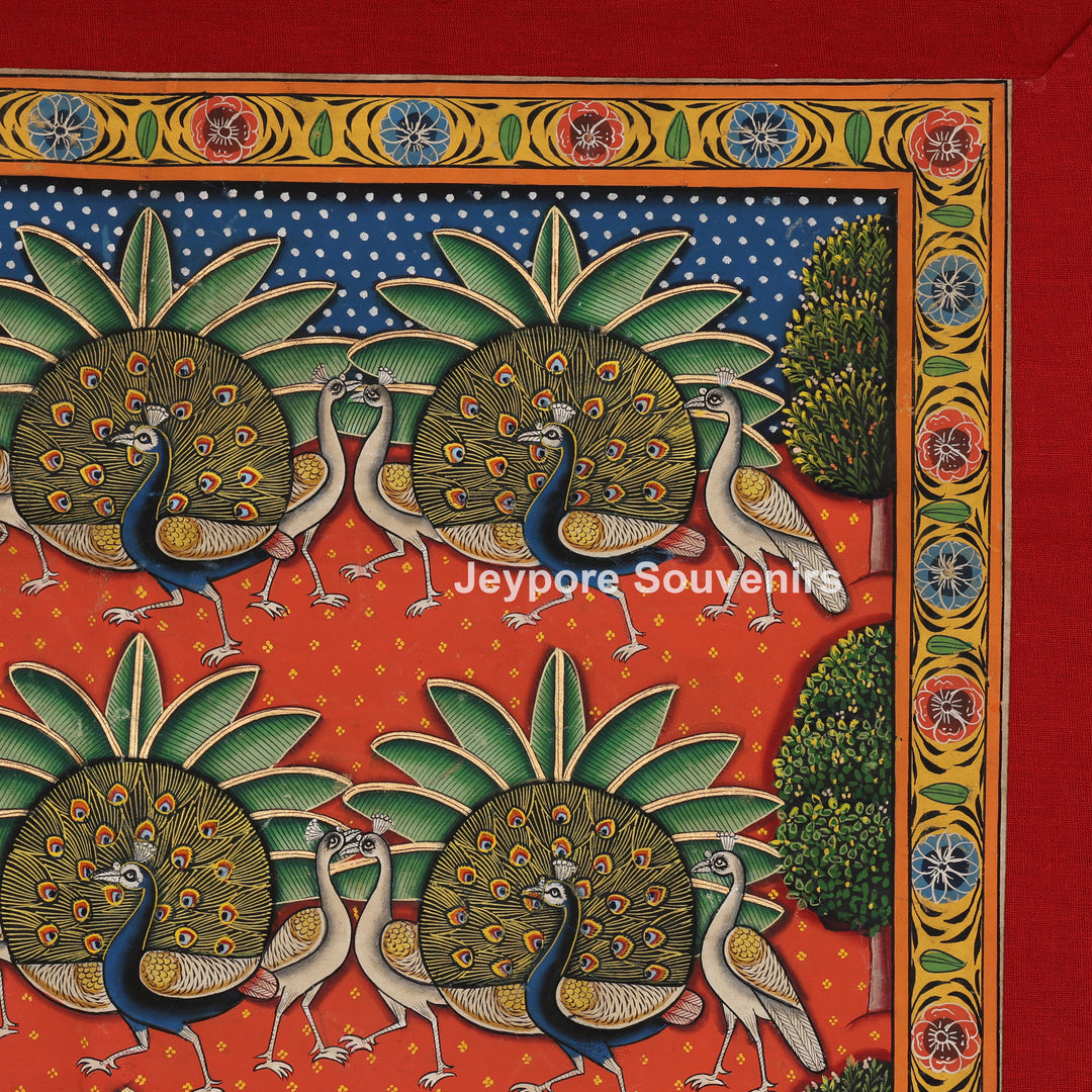 Peacock In A Garden - Pichwai Painting
