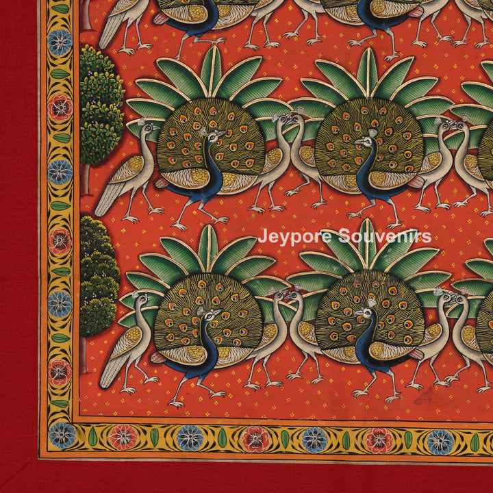 Peacock In A Garden - Pichwai Painting