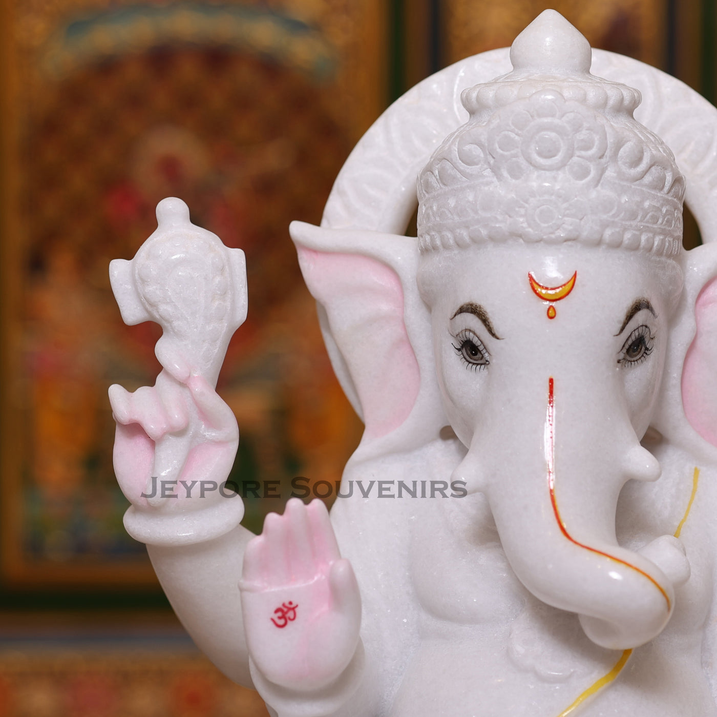 15" Pure White Marble Lord Ganesha Idol for Pooja Décor