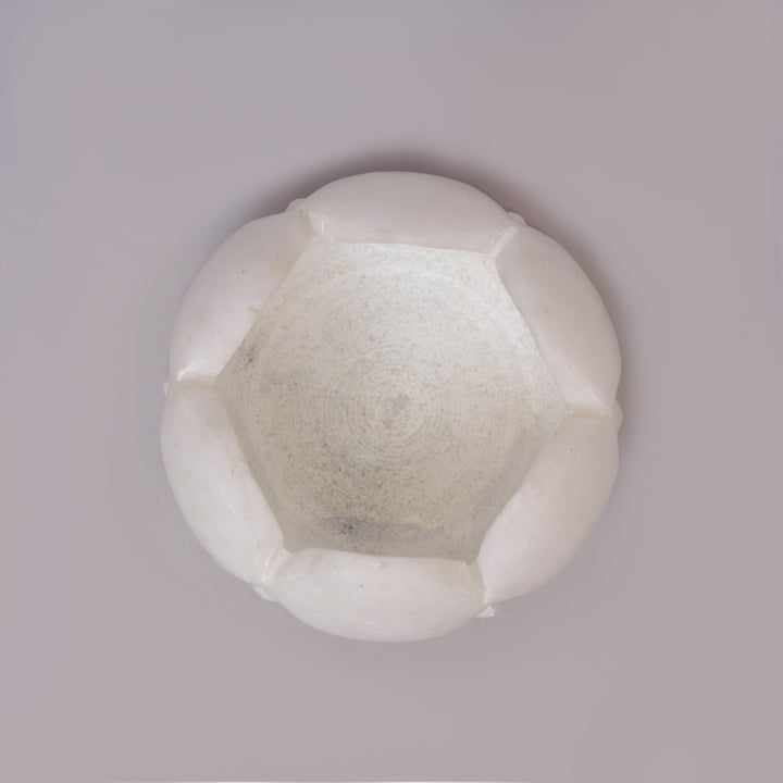 Handcrafted White Marble Lotus Tealight Candle Holder