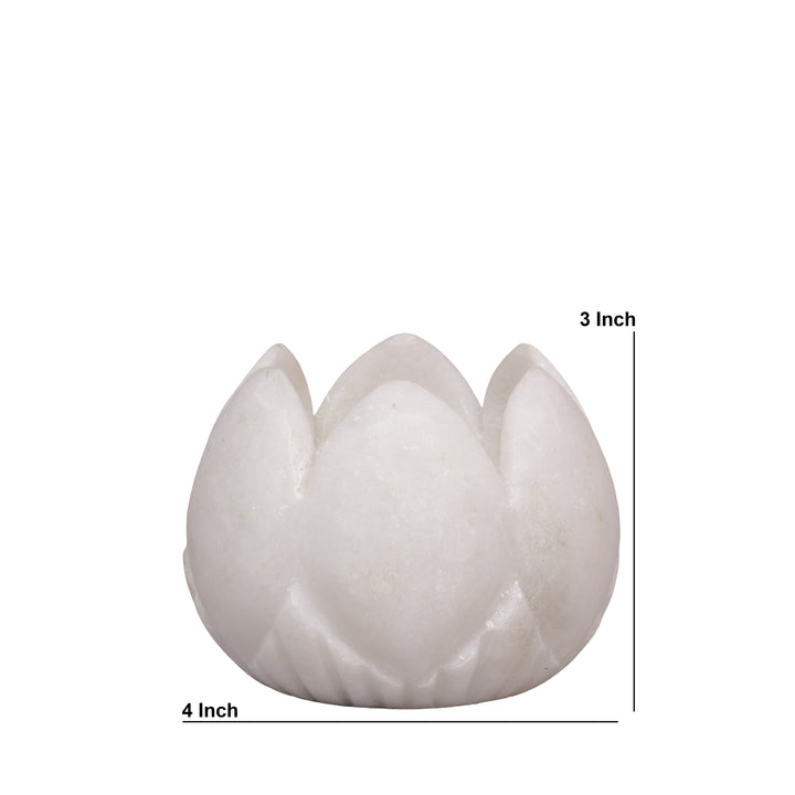Handcrafted White Marble Lotus Tealight Candle Holder