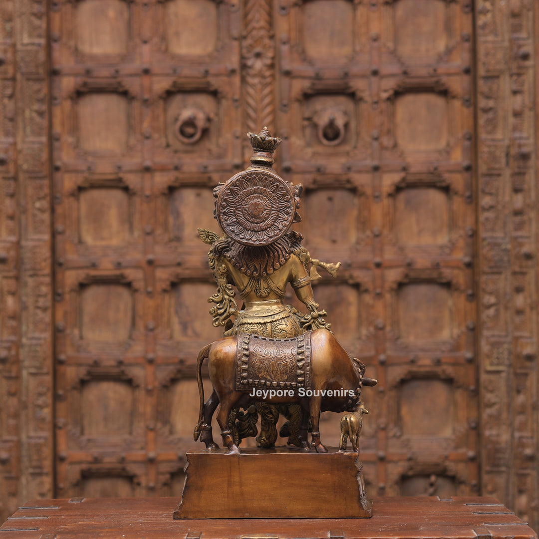 Handcrafted Brass Krishna with Cow Statue