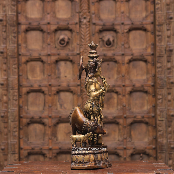 Handcrafted Brass Krishna with Cow Statue