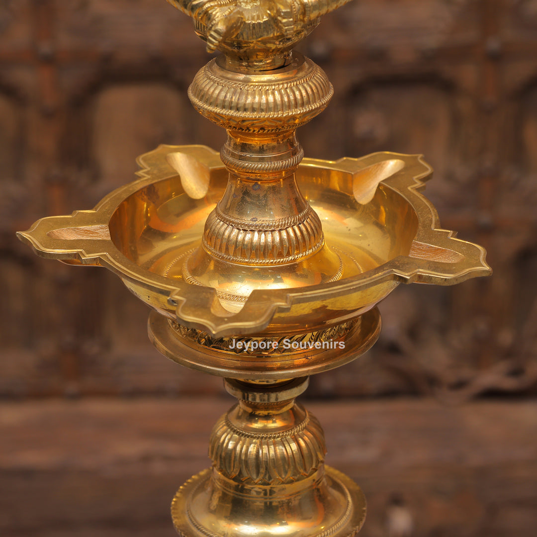 Antique Finish Brass Ganesha &amp; Lakshmi Lamp (Deepam) Pair