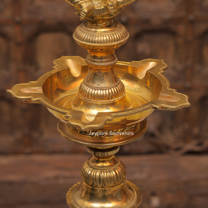Antique Finish Brass Ganesha &amp; Lakshmi Lamp (Deepam) Pair