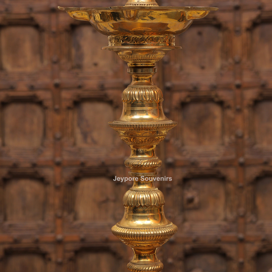 Antique Finish Brass Ganesha &amp; Lakshmi Lamp (Deepam) Pair