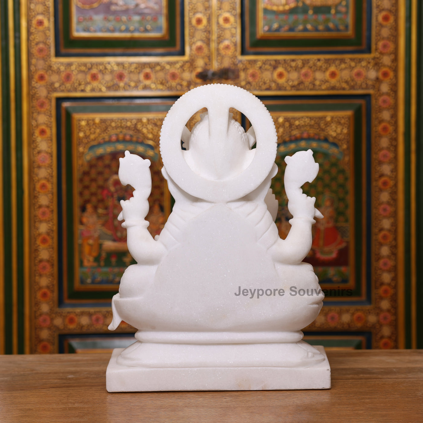 18" Lord Ganesha Idol in Pure White Marble For Home Temple