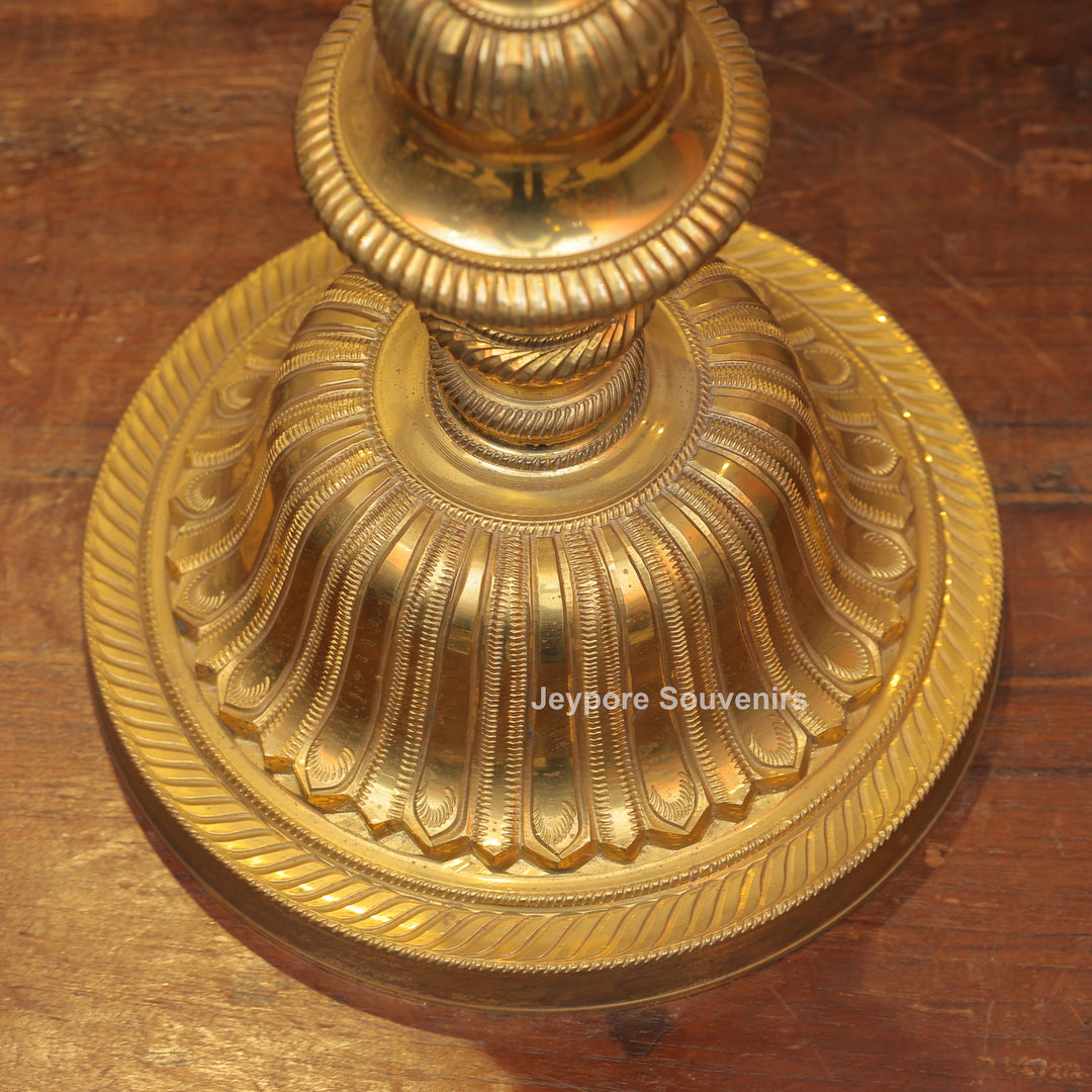 Antique Finish Brass Ganesha &amp; Lakshmi Lamp (Deepam) Pair