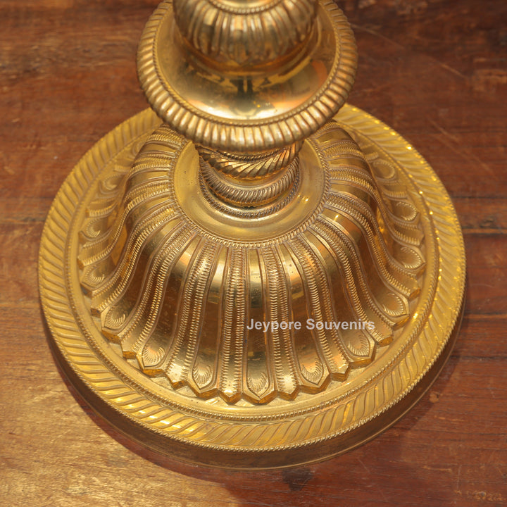 Antique Finish Brass Ganesha &amp; Lakshmi Lamp (Deepam) Pair