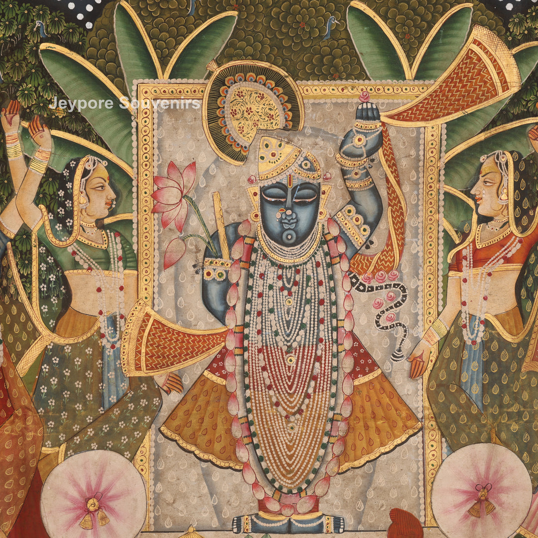 Shrinathji with Sacred Cows &amp; Peacocks - Pichwai