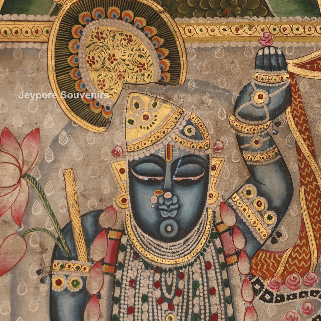 Shrinathji with Sacred Cows &amp; Peacocks - Pichwai