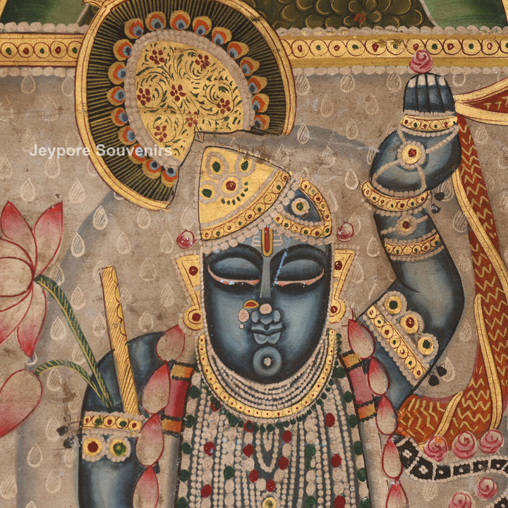 Shrinathji with Sacred Cows &amp; Peacocks - Pichwai