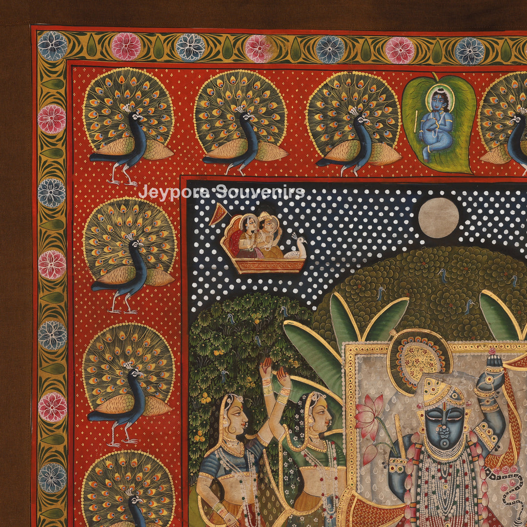 Shrinathji with Sacred Cows &amp; Peacocks - Pichwai
