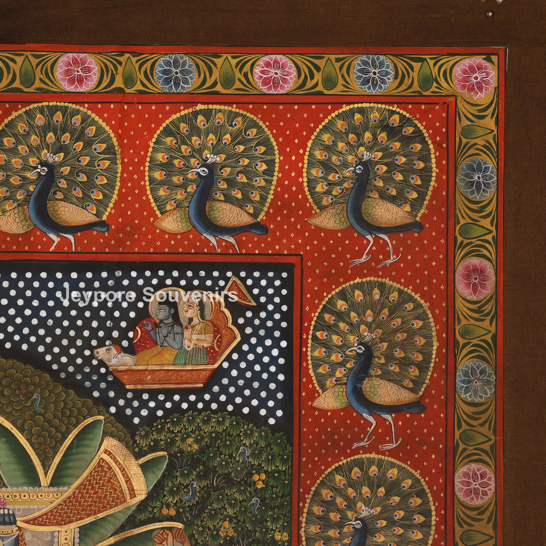 Shrinathji with Sacred Cows &amp; Peacocks - Pichwai