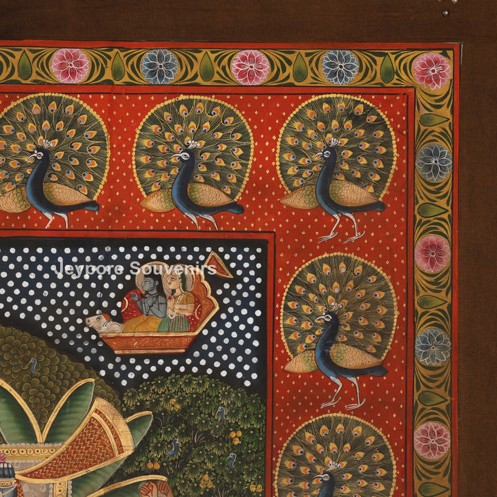 Shrinathji with Sacred Cows &amp; Peacocks - Pichwai
