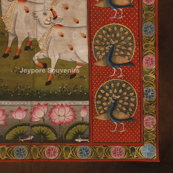 Shrinathji with Sacred Cows &amp; Peacocks - Pichwai