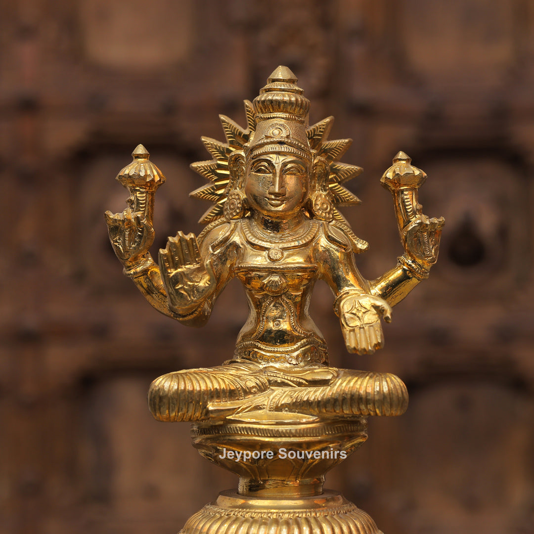 Antique Finish Brass Ganesha &amp; Lakshmi Lamp (Deepam) Pair