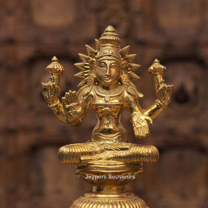 Antique Finish Brass Ganesha &amp; Lakshmi Lamp (Deepam) Pair