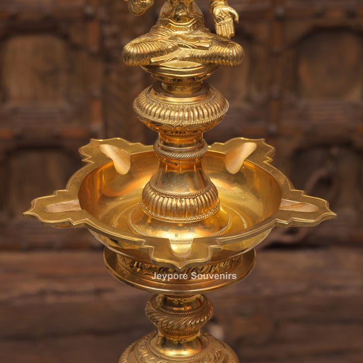 Antique Finish Brass Ganesha &amp; Lakshmi Lamp (Deepam) Pair