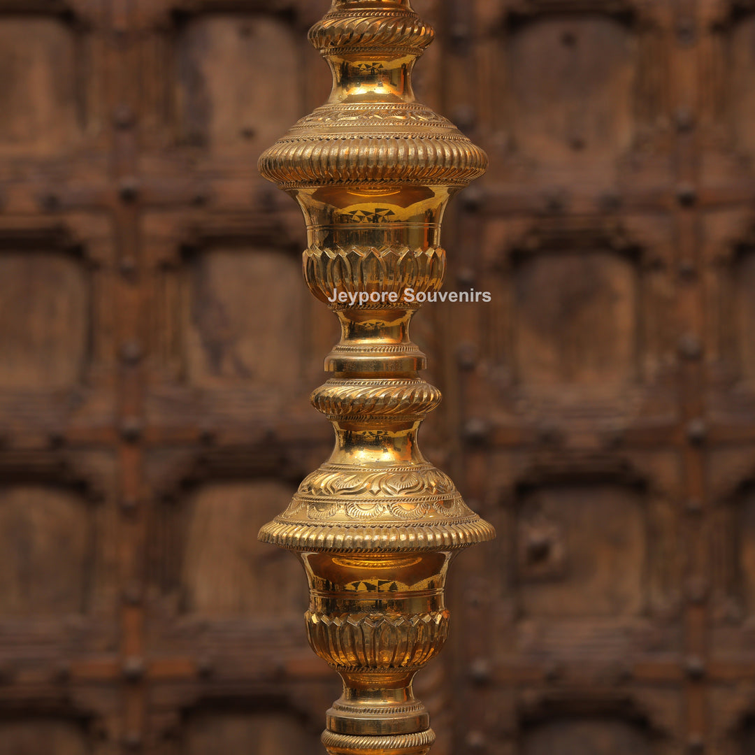 Antique Finish Brass Ganesha &amp; Lakshmi Lamp (Deepam) Pair