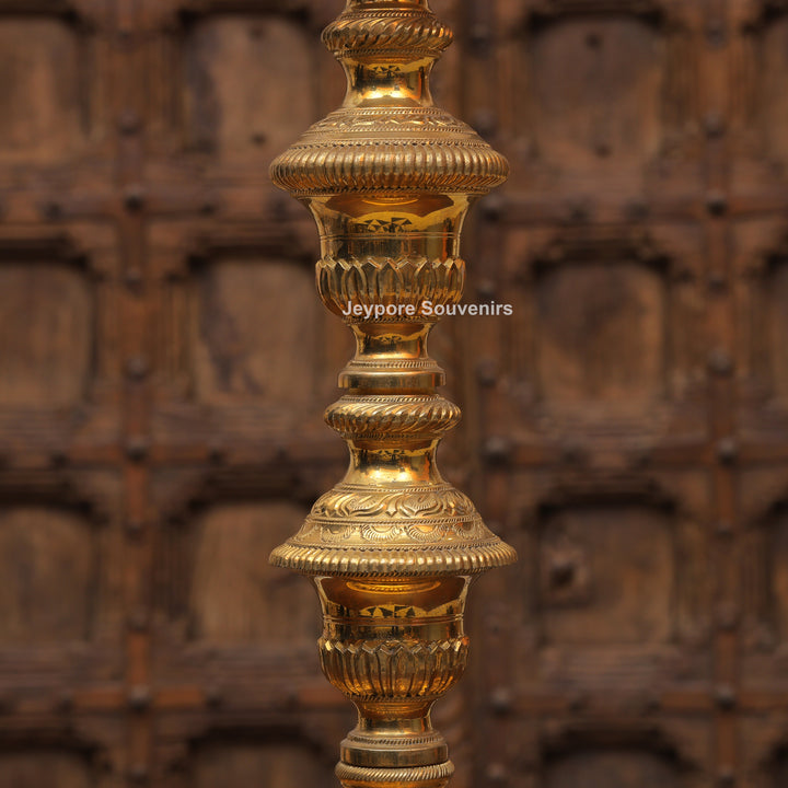 Antique Finish Brass Ganesha &amp; Lakshmi Lamp (Deepam) Pair