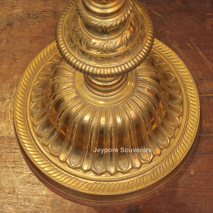 Antique Finish Brass Ganesha &amp; Lakshmi Lamp (Deepam) Pair