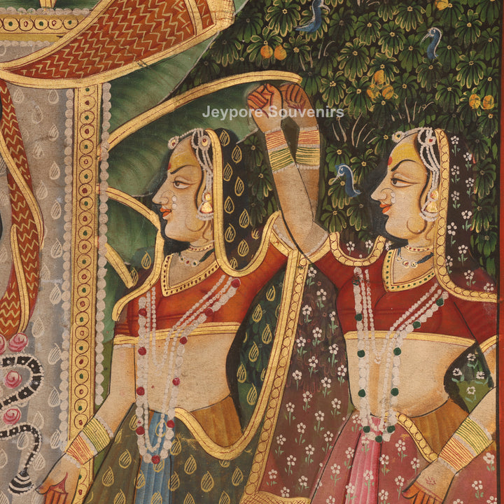 Shrinathji with Sacred Cows &amp; Peacocks - Pichwai