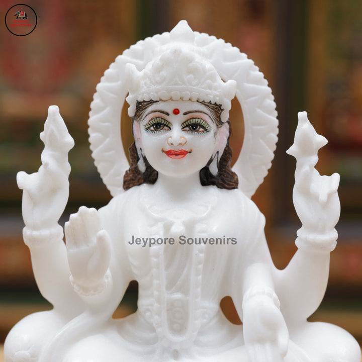 Handcrafted White Marble Lakshmi, Saraswati &amp; Ganesha Marble Idol Set