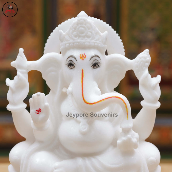Handcrafted White Marble Lakshmi, Saraswati &amp; Ganesha Marble Idol Set