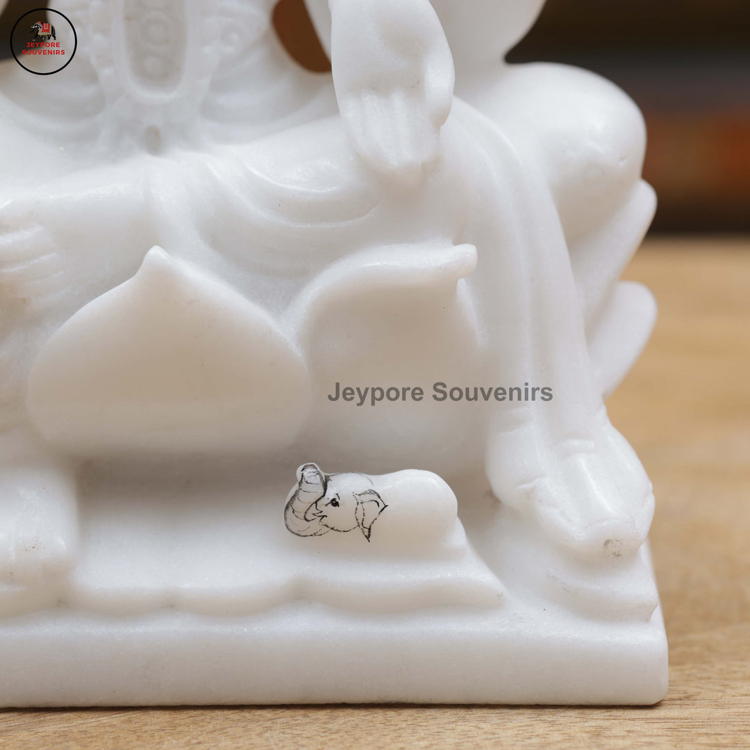 Handcrafted White Marble Lakshmi, Saraswati &amp; Ganesha Marble Idol Set
