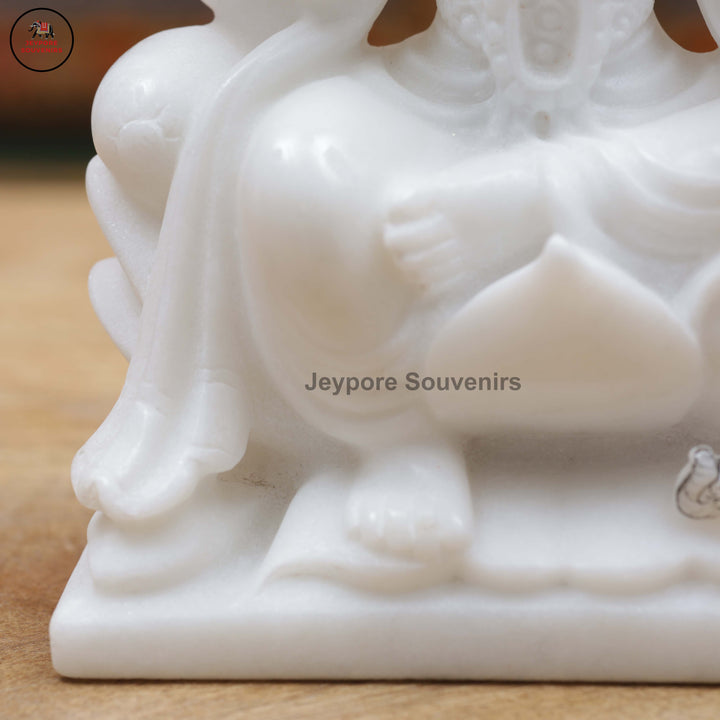 Handcrafted White Marble Lakshmi, Saraswati &amp; Ganesha Marble Idol Set
