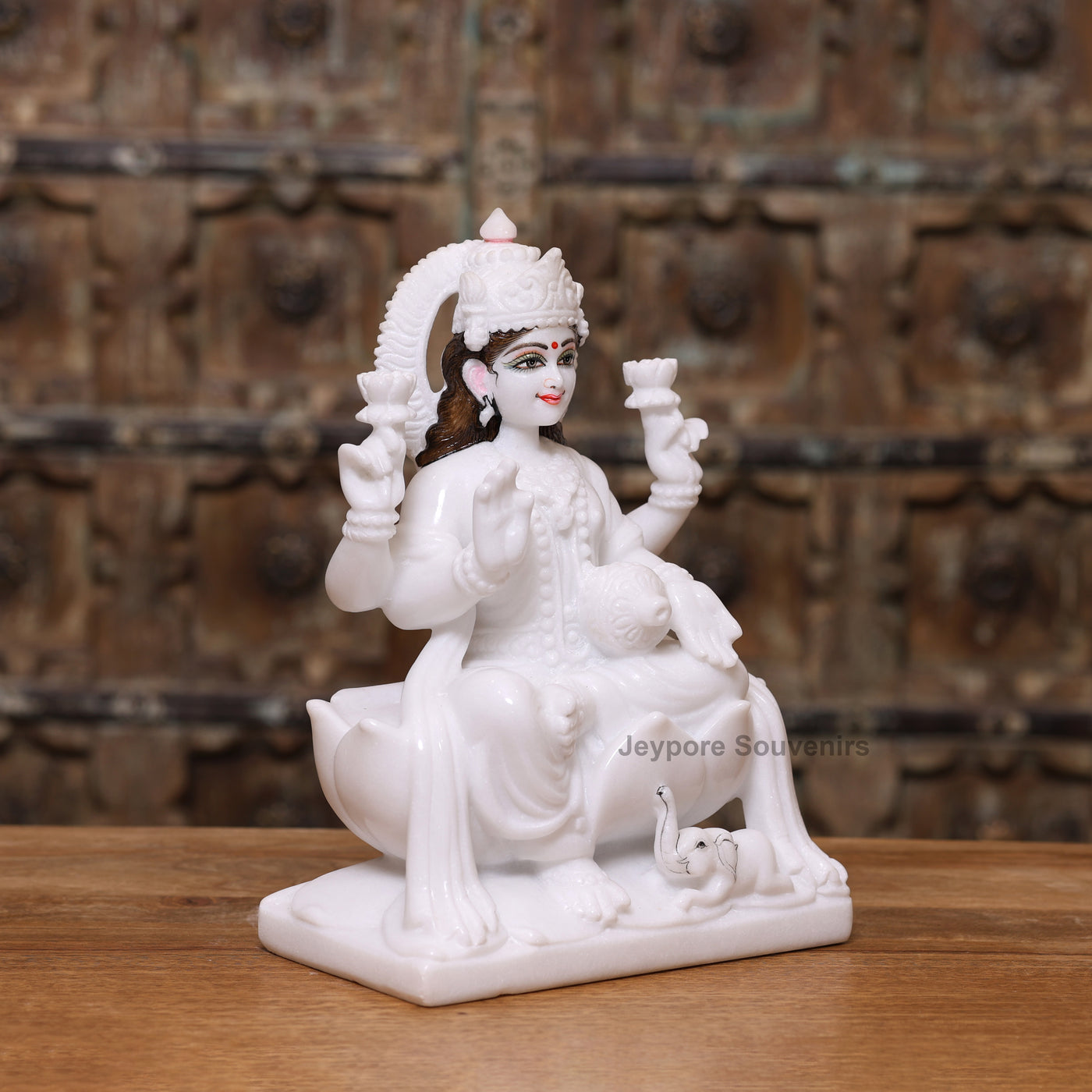 12" Pure White Marble Lakshmi Ganesha Saraswati Statues Set - Handcrafted by Indian Artisans