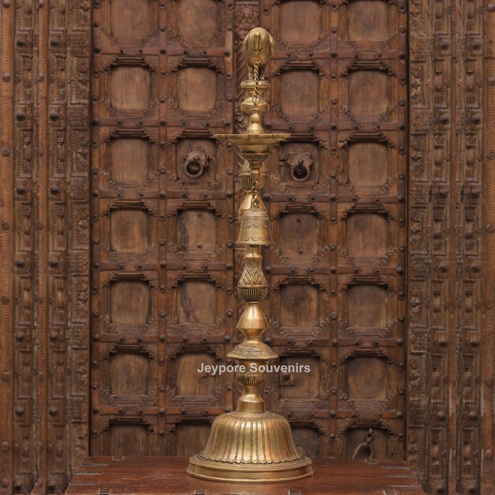 Traditional South Indian Brass Parrot Hanging Oil Lamp