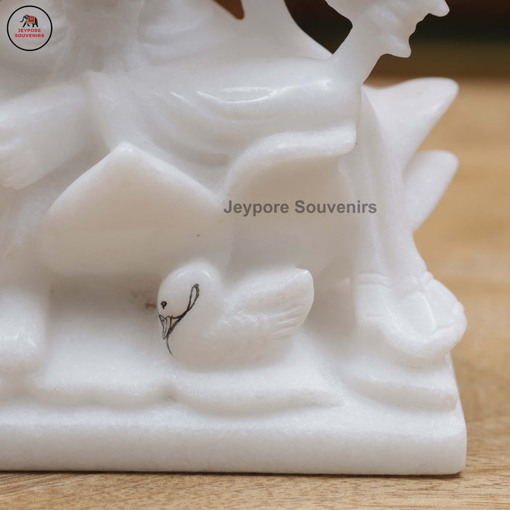 Handcrafted White Marble Lakshmi, Saraswati &amp; Ganesha Marble Idol Set