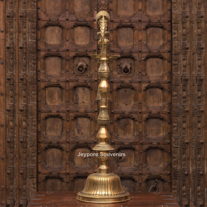 Traditional South Indian Brass Parrot Hanging Oil Lamp