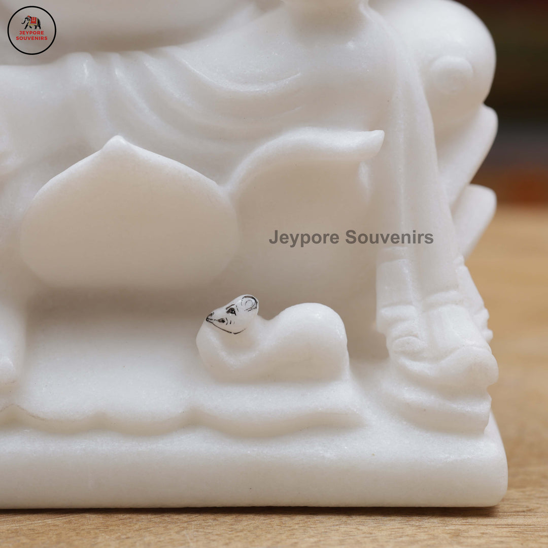 Handcrafted White Marble Lakshmi, Saraswati &amp; Ganesha Marble Idol Set