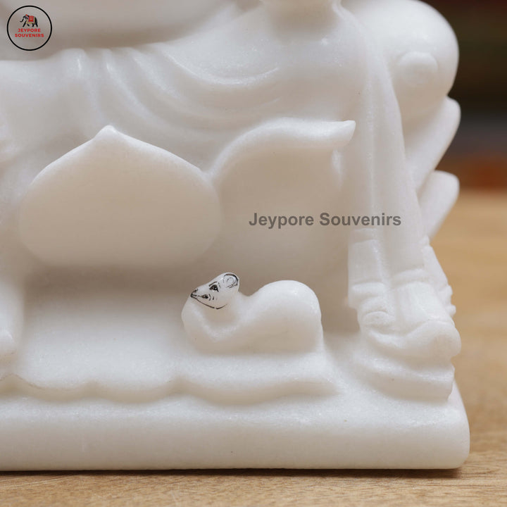 Handcrafted White Marble Lakshmi, Saraswati &amp; Ganesha Marble Idol Set