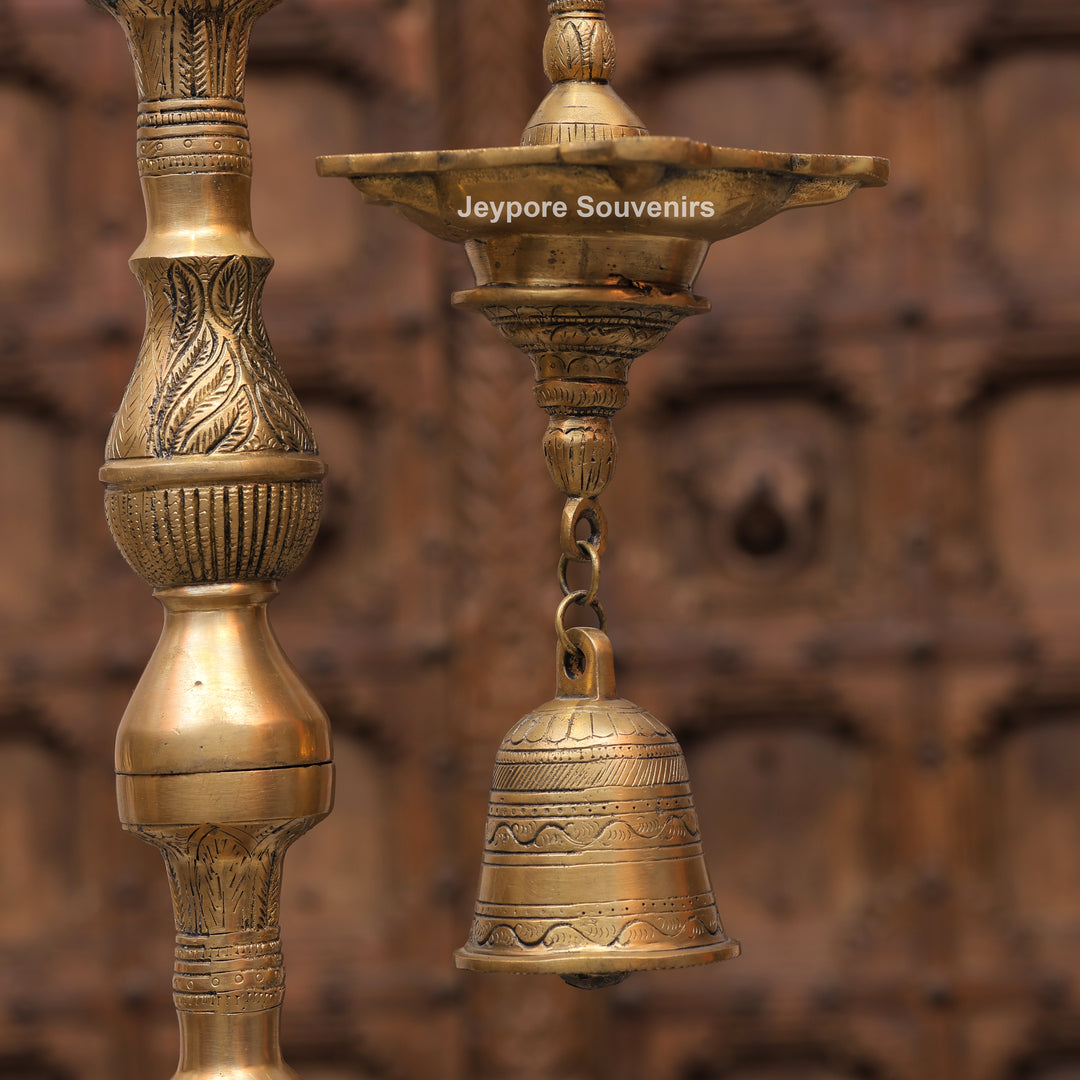 Traditional South Indian Brass Parrot Hanging Oil Lamp