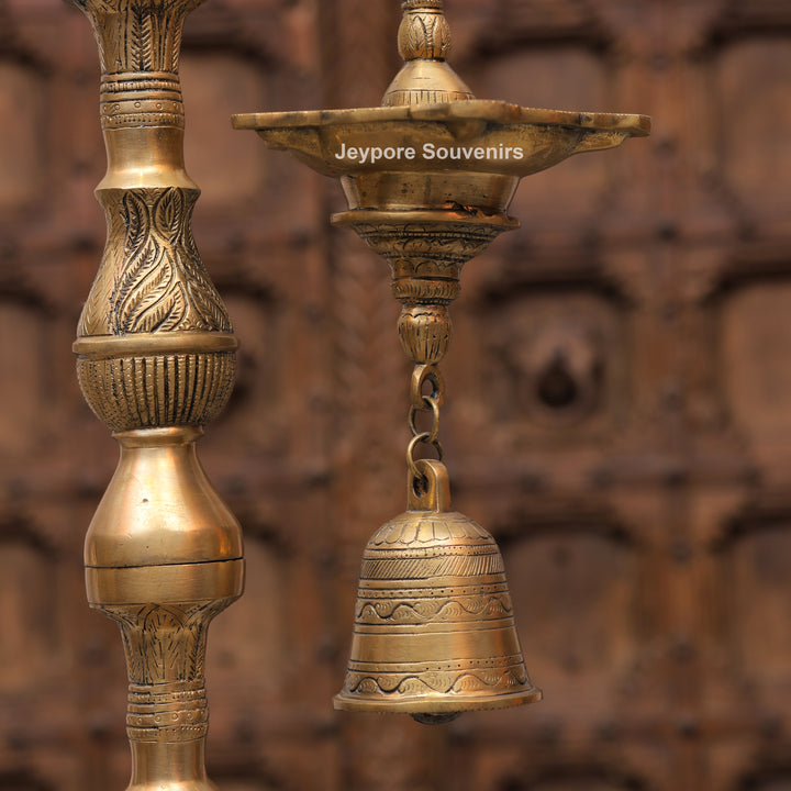 Traditional South Indian Brass Parrot Hanging Oil Lamp