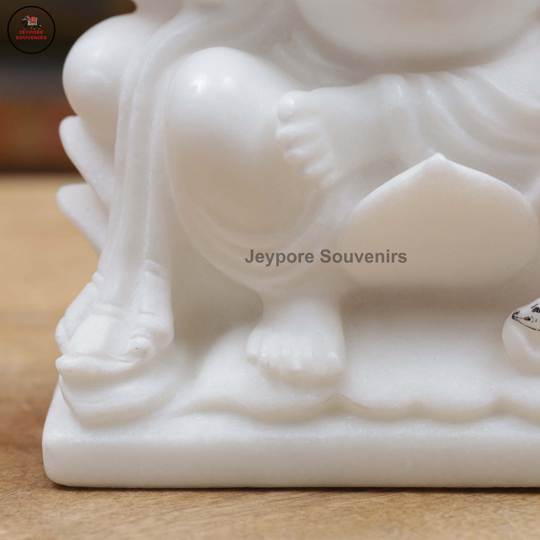 Handcrafted White Marble Lakshmi, Saraswati &amp; Ganesha Marble Idol Set